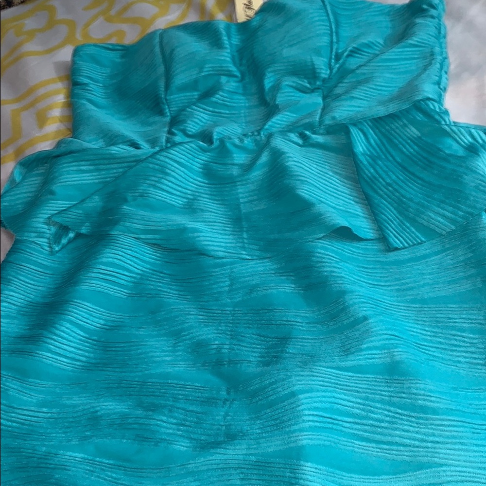 Elegant Strapless Turquoise Dress